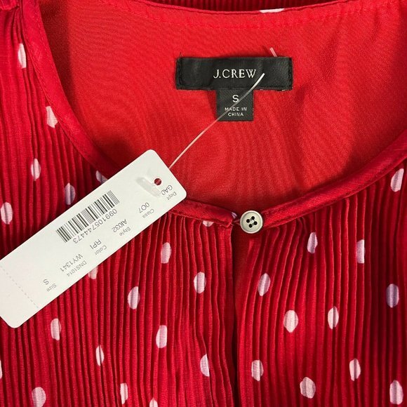 J Crew Ruffle-trim Pleated Top Polka Dot Lined Blouse Long Sleeve Women S‎ NWT - Picture 9 of 10
